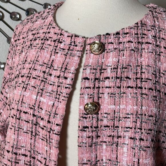 SHEIN Chic Pink cropped Tweed Women's Jacket | size L - Picture 5 of 9